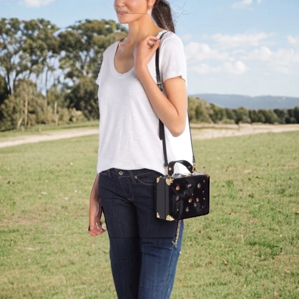 Sam Edelman Carressa Faux Fur Shoulder / Crossbody Bag with Jewels